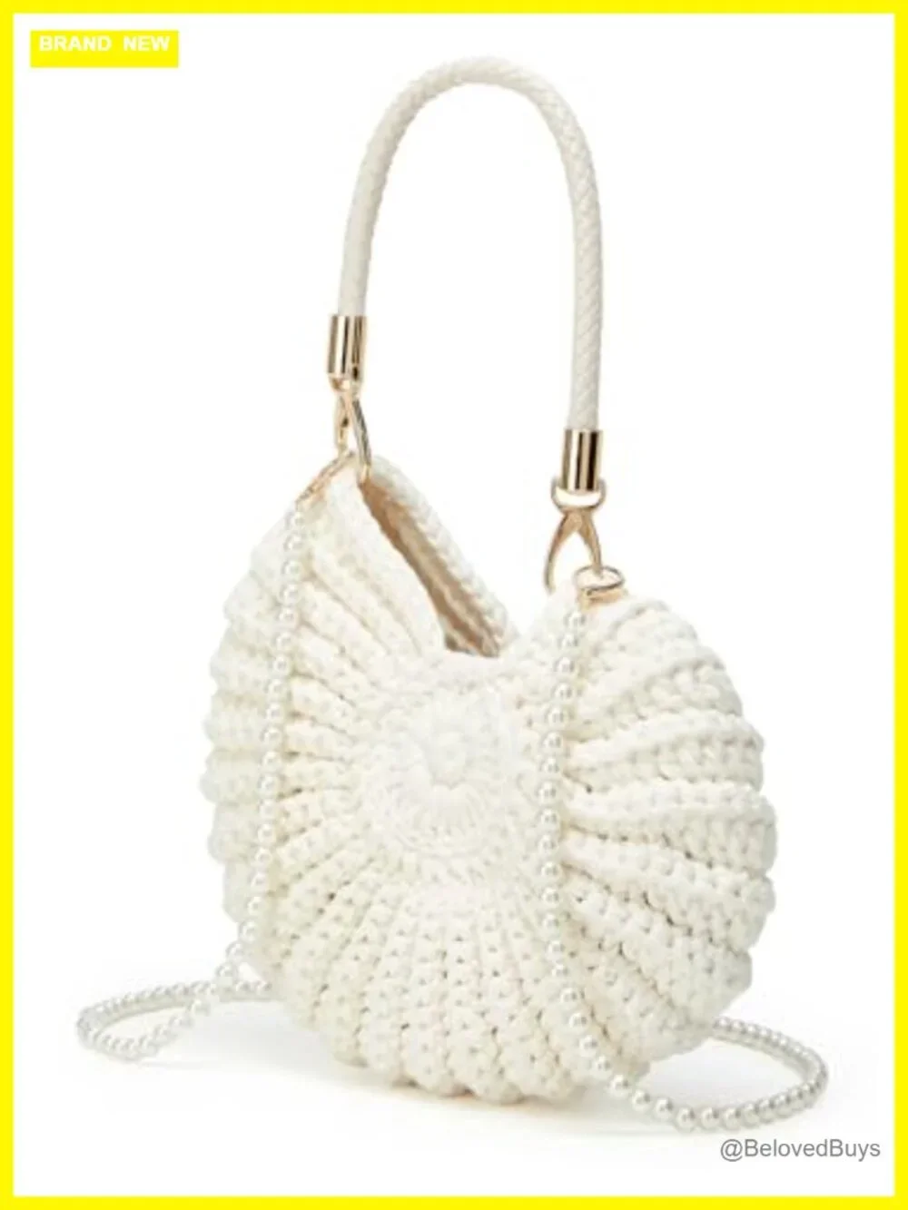 Handwoven Seashell Hobo Bag - Crochet Knitted Summer Beach Shoulder Crossbody